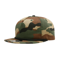DECKY 6044 5-Panel High Profile Relaxed Camo Rope Hat | 6044-7WDLBLK