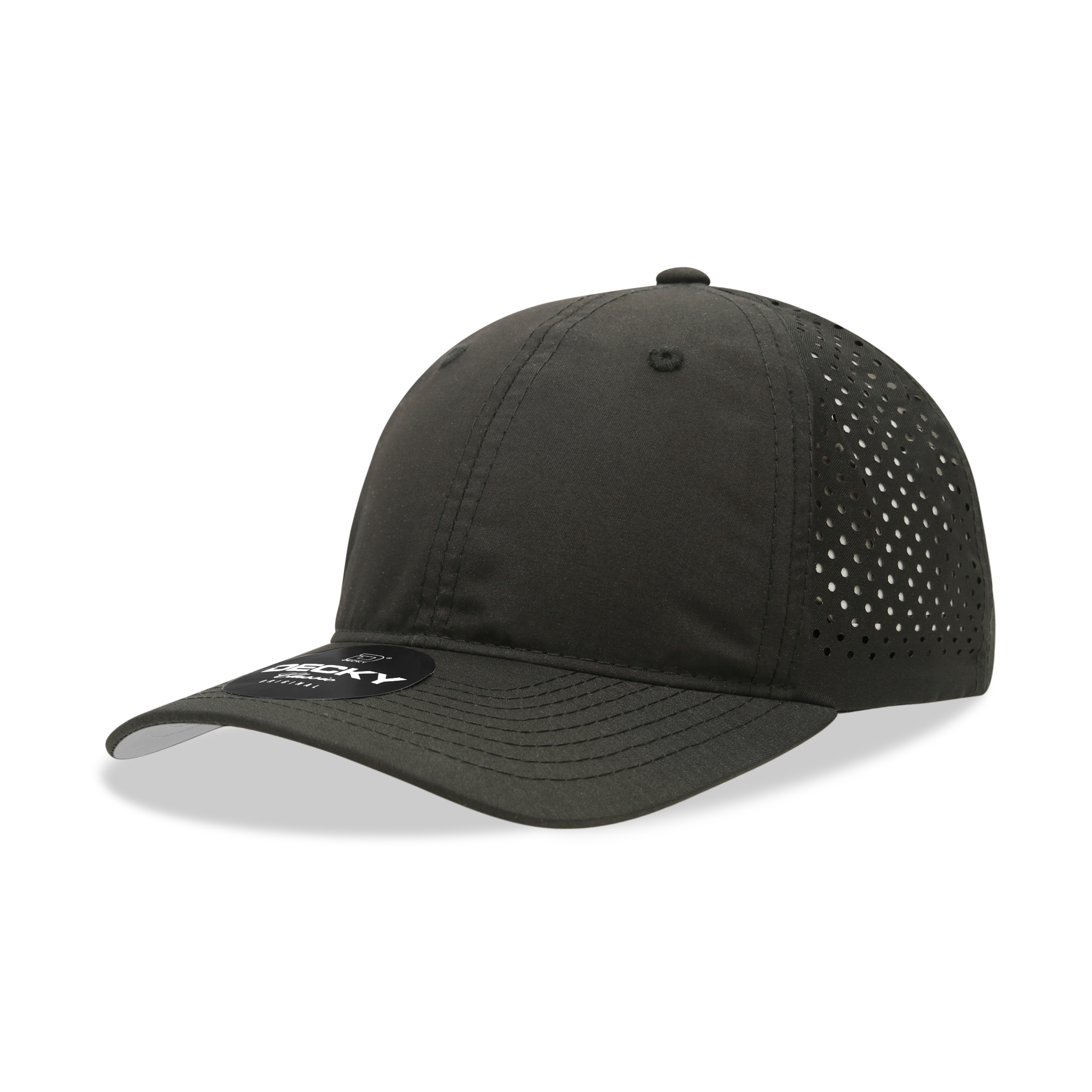 DECKY 6224 6-Panel Low Profile Relaxed Perforated Performance Dad Hat, Black
