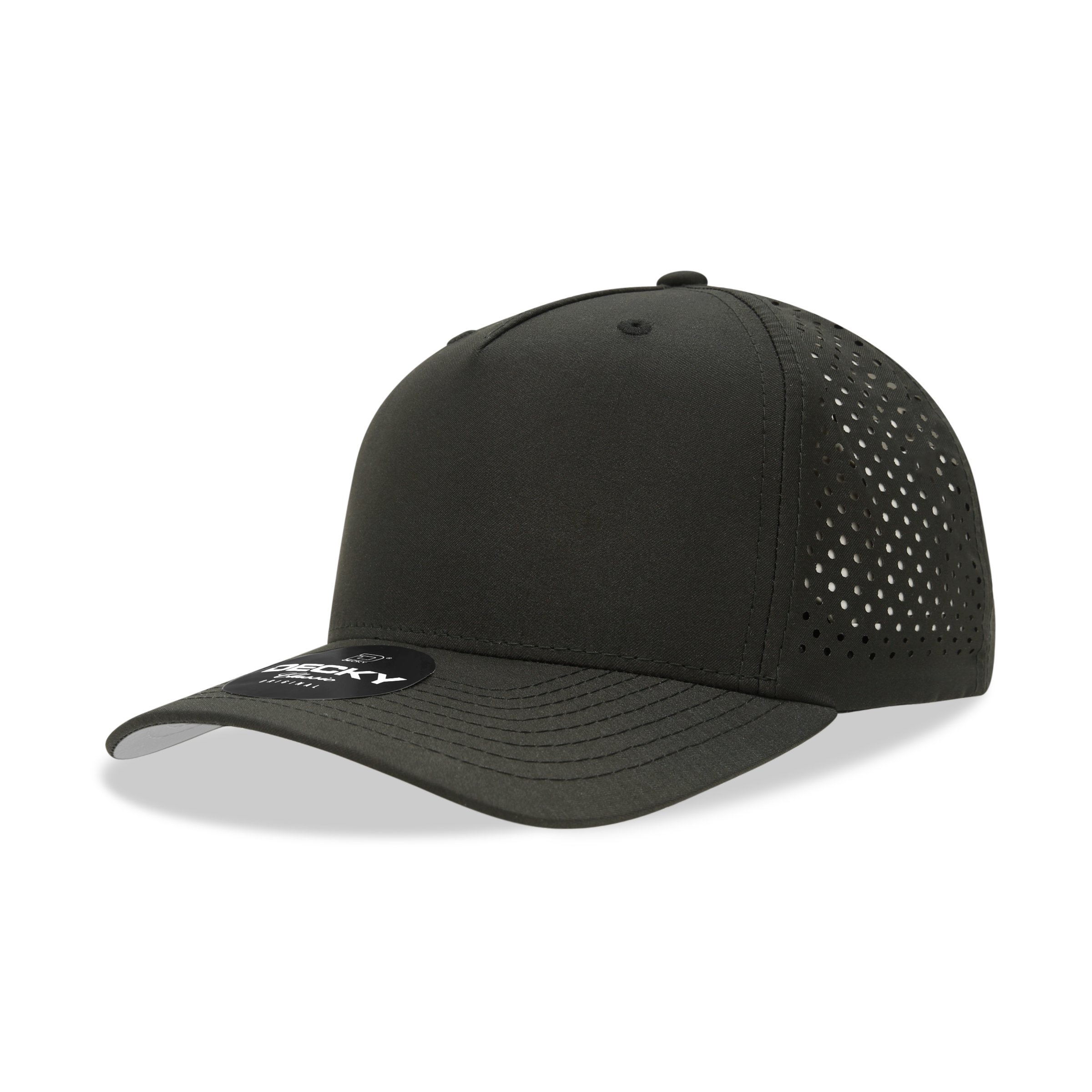 DECKY 6225 5-Panel Mid Profile Structured Perforated Performance Cap | 6225-1BLK