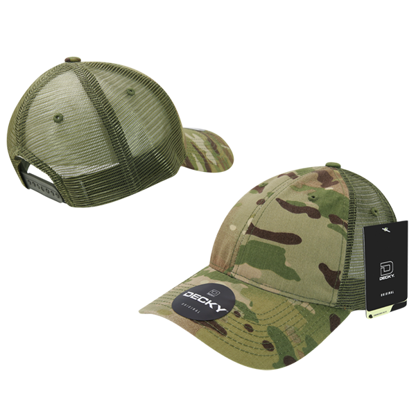 DECKY 6305 Multicam Relaxed Low Profile Trucker Hat, Mtc/Mtc/Olive