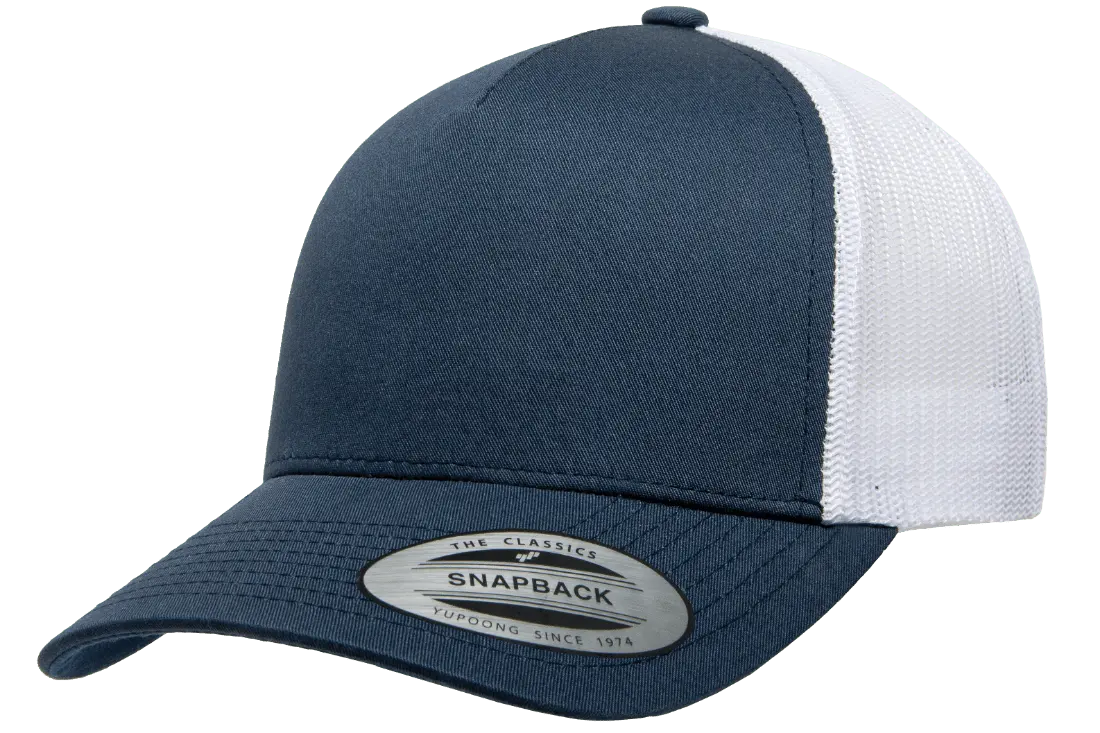 YP Classics 5-Panel Retro Trucker Cap, 2-Tone, Structured Snapback