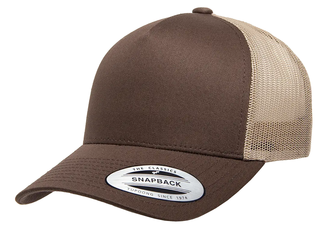 YP Classics 5-Panel Retro Trucker Cap, 2-Tone, Structured Snapback