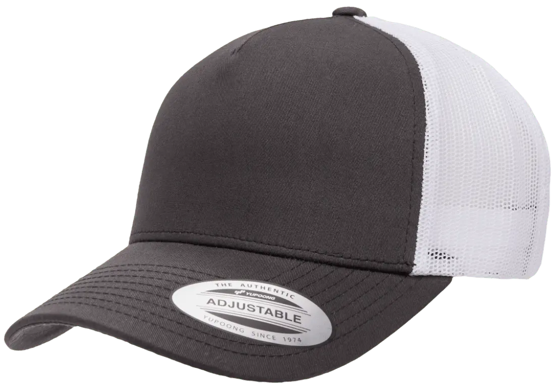 YP Classics 5-Panel Retro Trucker Cap, 2-Tone, Structured Snapback