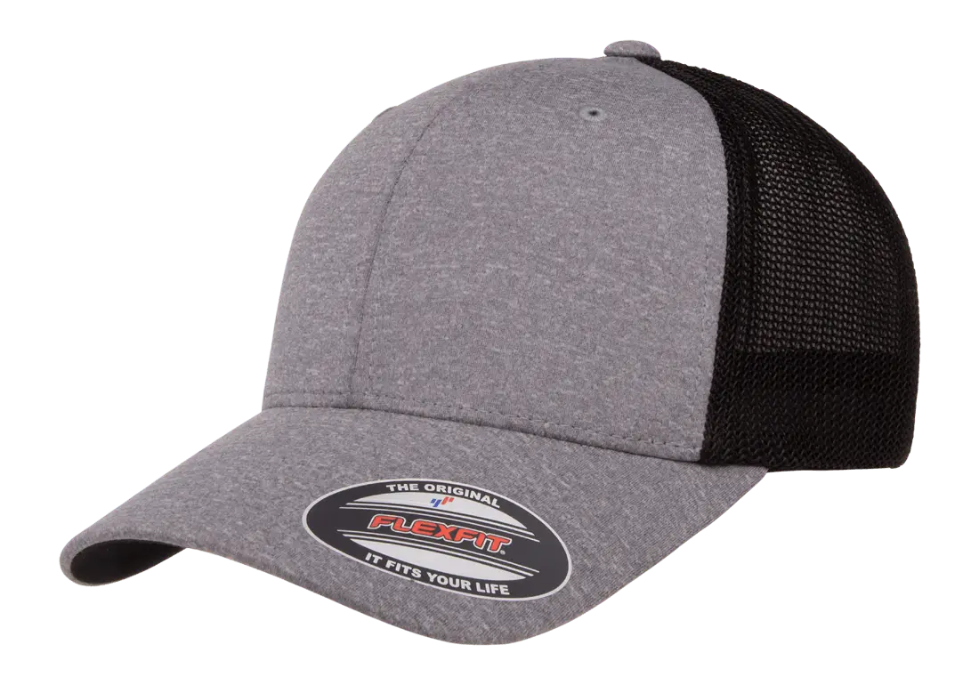 Flexfit Melange Trucker Cap, Dark Heather/Black, One Size | 6311-DHBK-ONE