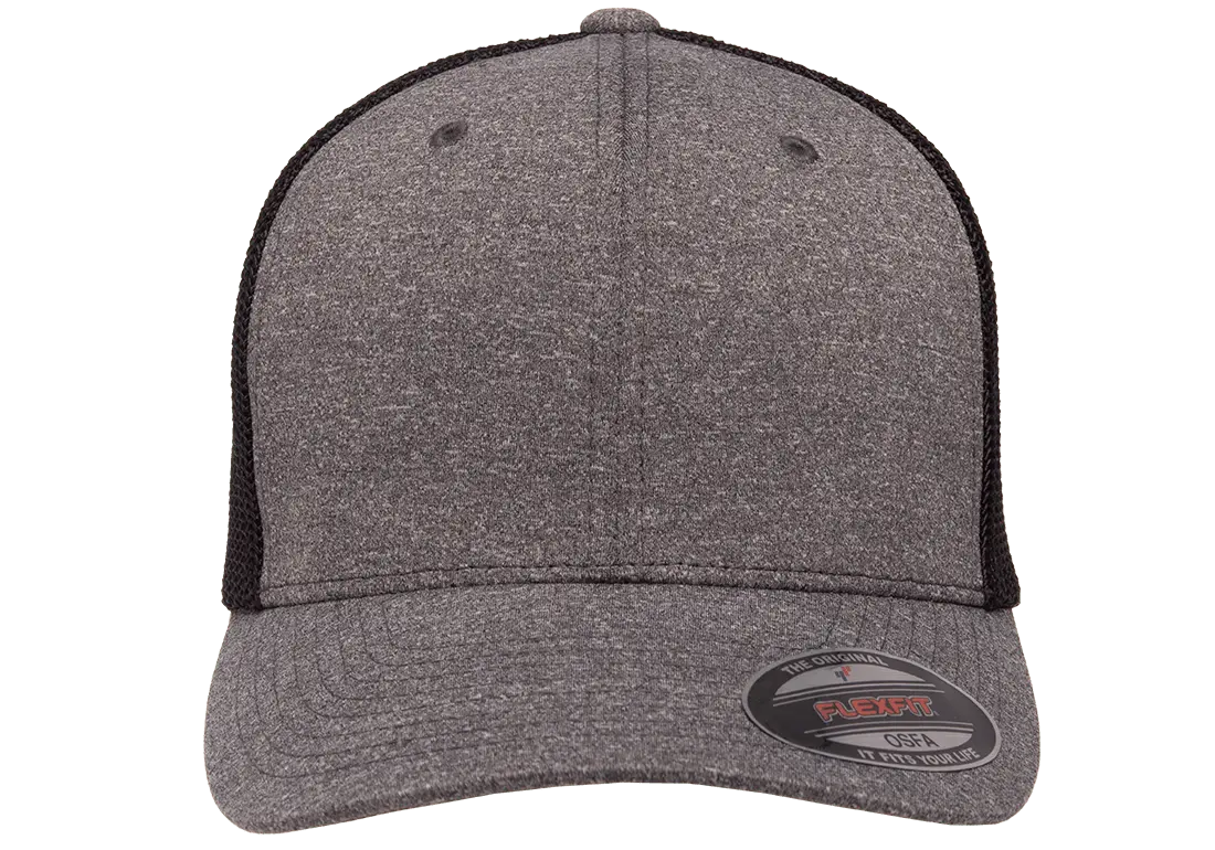 Flexfit Melange Trucker Cap, Dark Heather/Black, One Size | 6311-DHBK-ONE