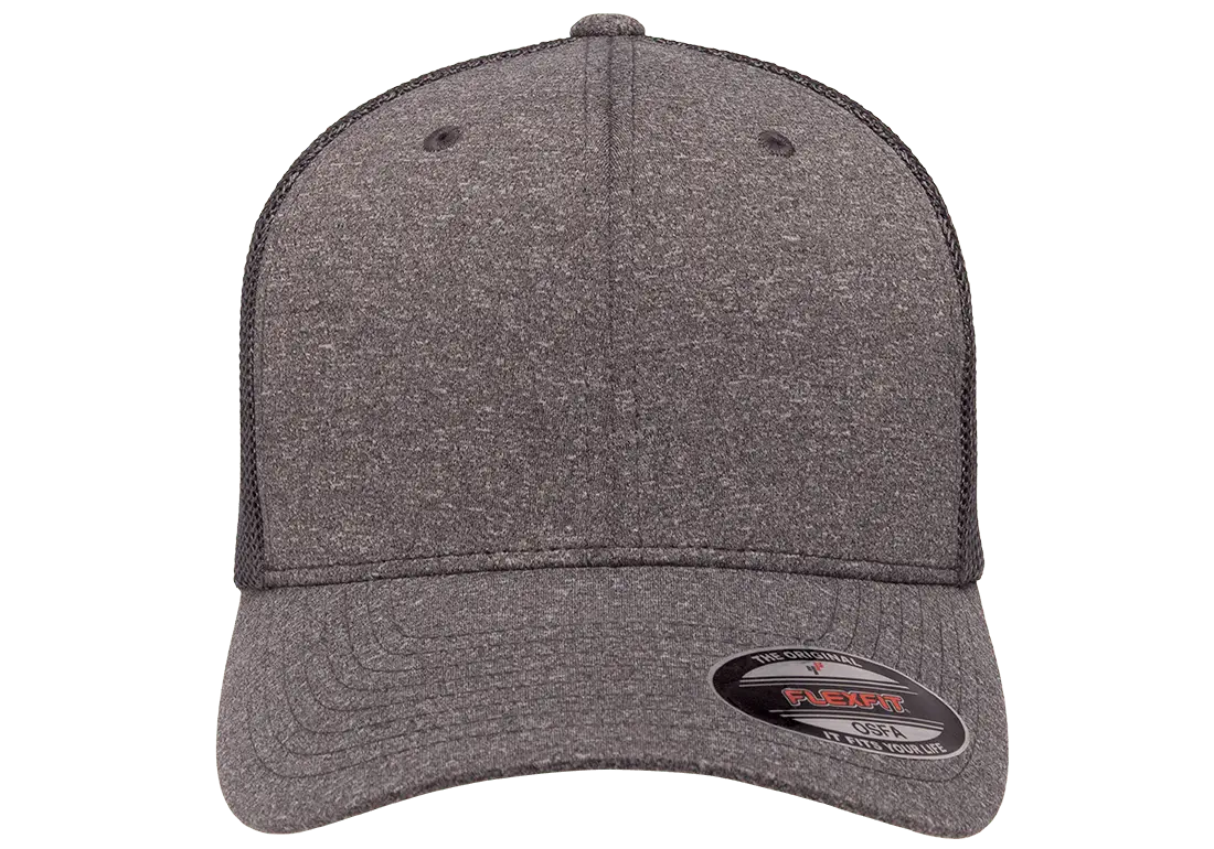 Flexfit Melange Trucker Cap, Dark Heather/Black, One Size | 6311-DHBK-ONE