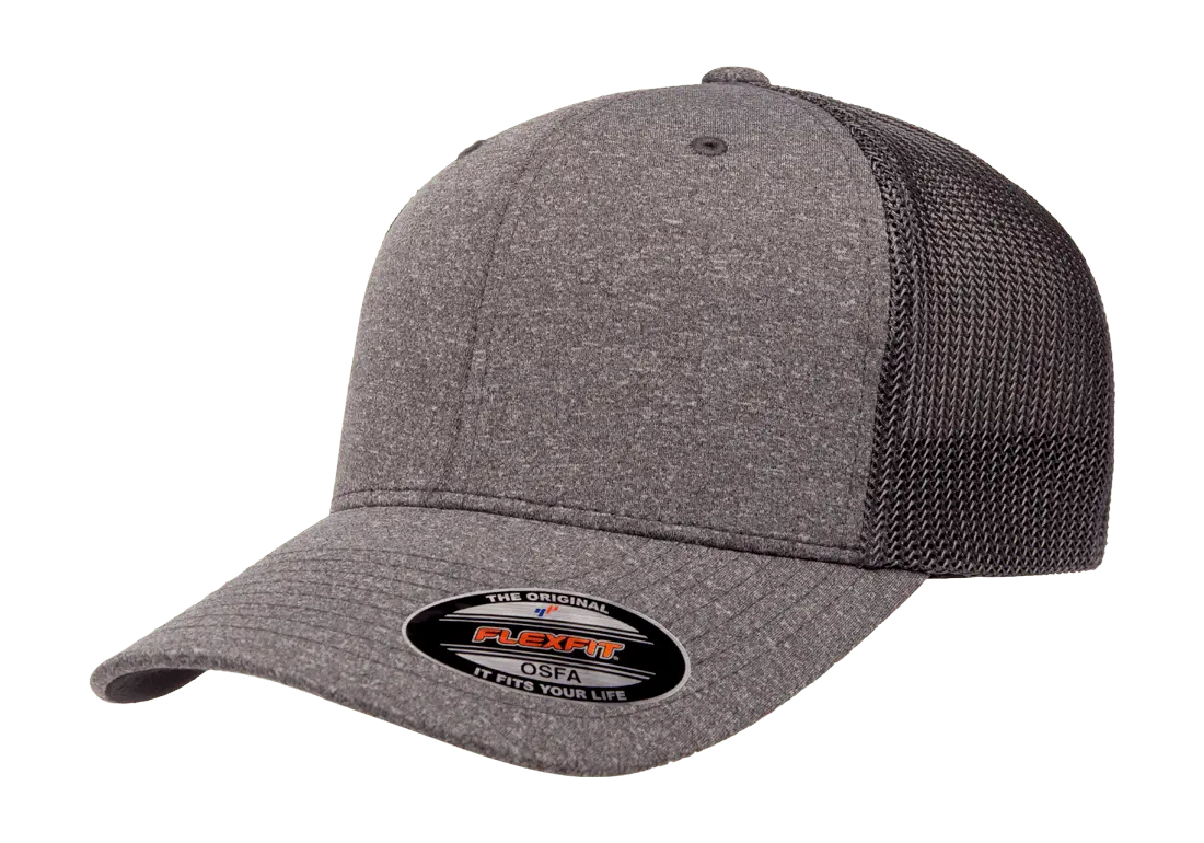 Flexfit Melange Trucker Cap, Dark Heather/Black, One Size | 6311-DHBK-ONE