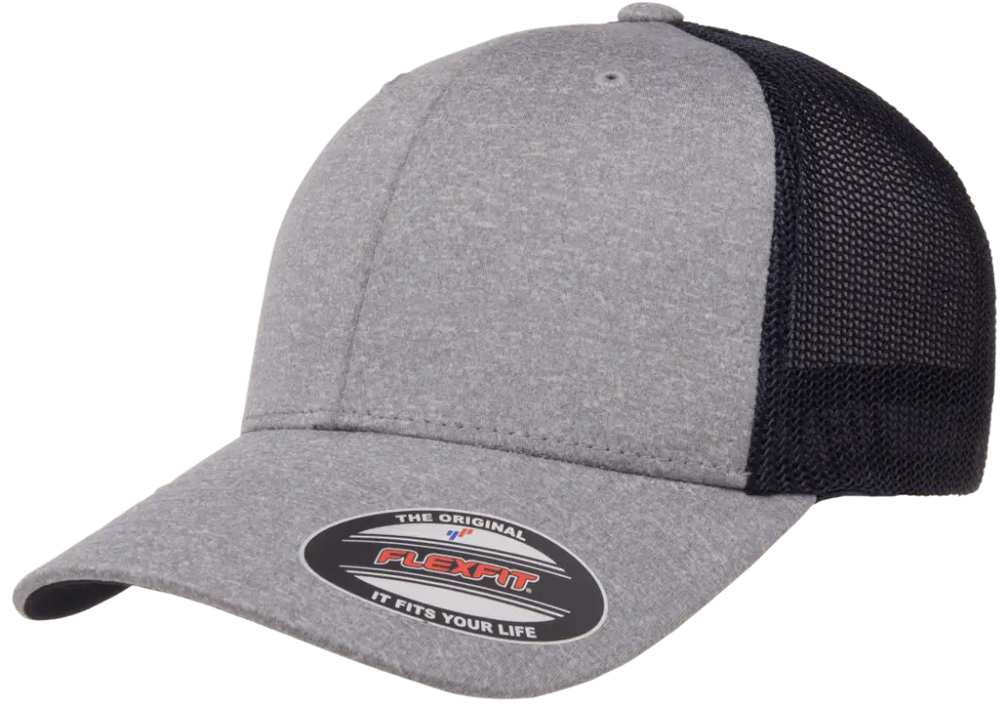 Flexfit Melange Trucker Cap, Dark Heather/Black, One Size | 6311-DHBK-ONE