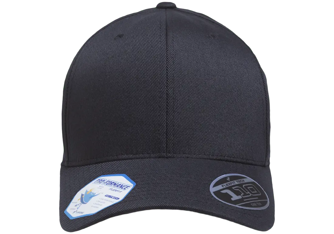 Flexfit 110 Pro-Formance Cap, Moisture-Wicking, Hook & Loop, Black | 110C-BK-ONE