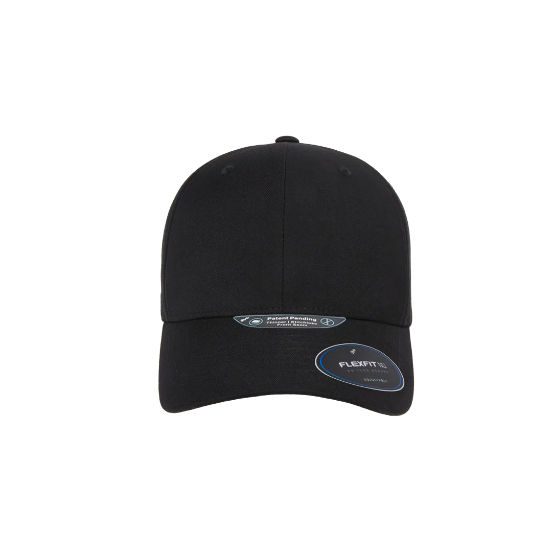 Flexfit NU Adjustable Cap, 6-Panel, Mid Profile, Structured, Black