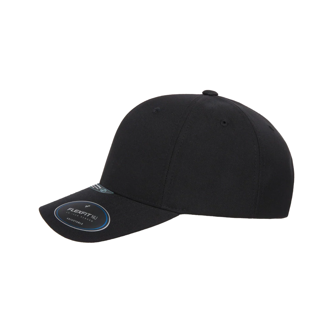 Flexfit NU Adjustable Cap, 6-Panel, Mid Profile, Structured, Black