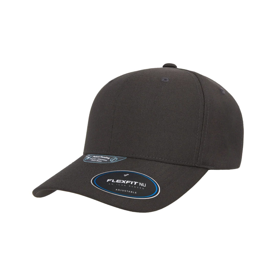 Flexfit NU Adjustable Cap, 6-Panel, Mid Profile, Structured, Black