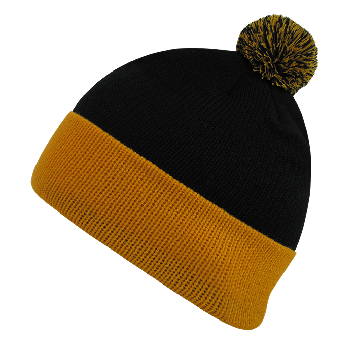DECKY 687 Athletic Pom Pom Beanie | 687-BLKGLD