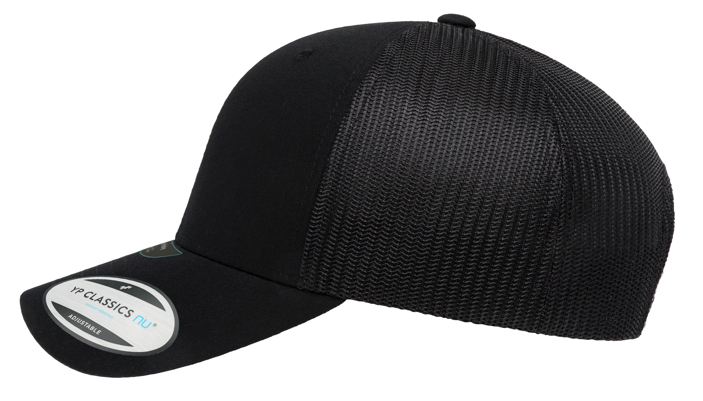 Flexfit NU 6606 Trucker Cap, ActiveGuard, Permacurv, Black | 6606NU-BK-ONE