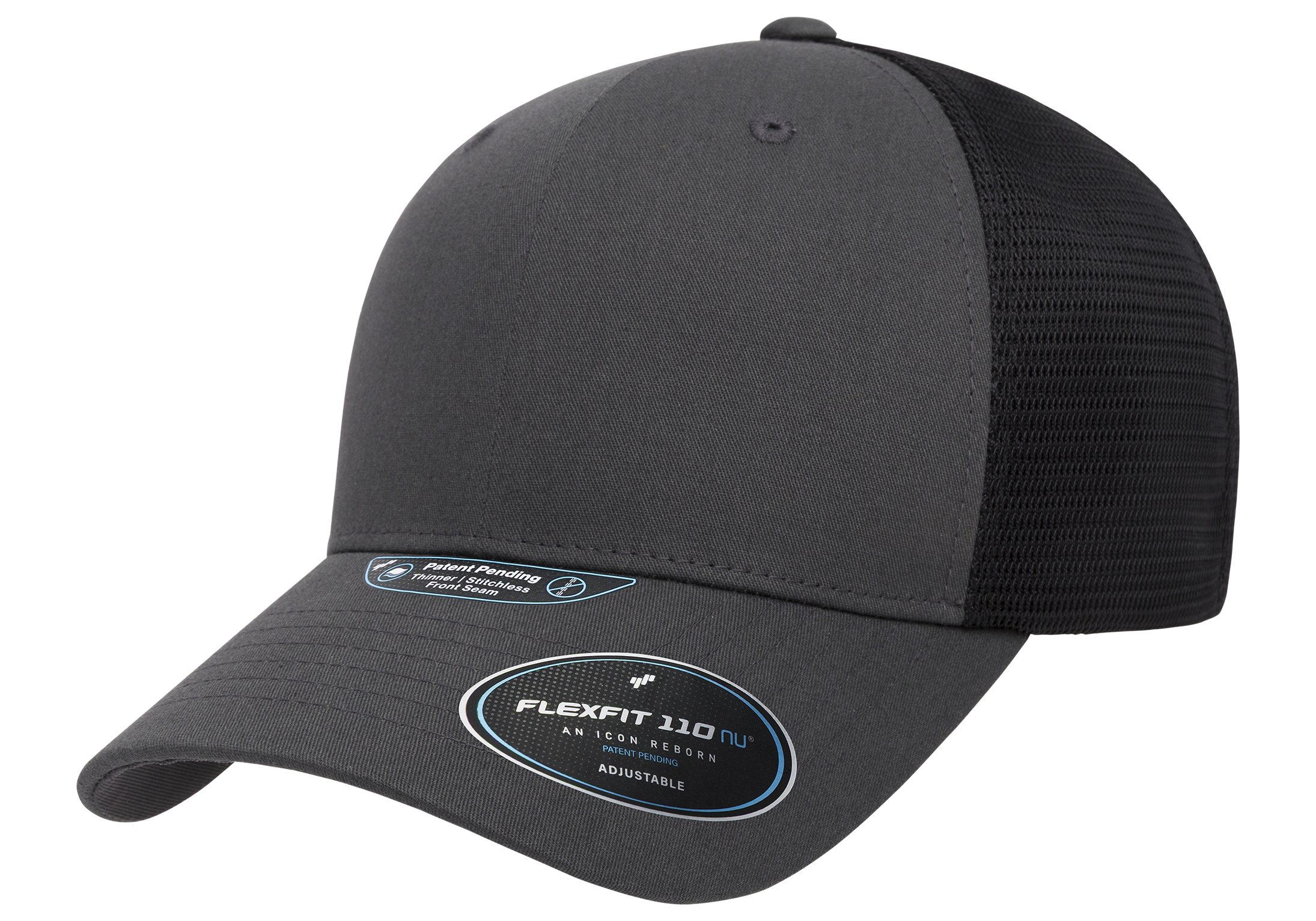 Flexfit 110 NU 2-Tone Mesh Cap, Charcoal/Black | 110MTNU-CHBK-ONE