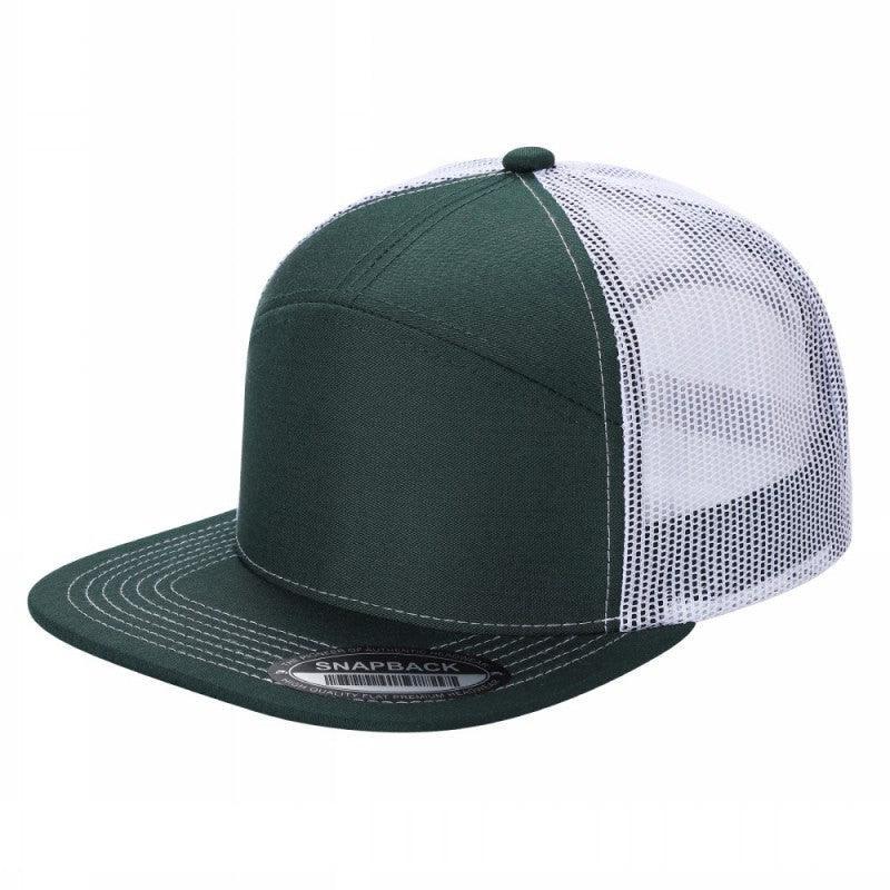 WAYCAP 7FTM 7 Panel Flat Bill Trucker Cap Mesh Back