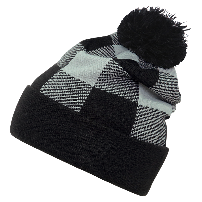 DECKY 8028 Plaid Pom Beanie