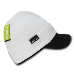 DECKY C01 The Original HybriCap Beanie with Visor, White/Black | C01-WHTBLK