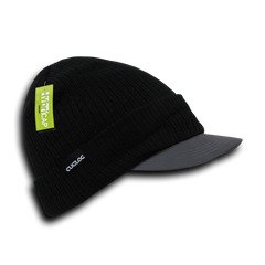 DECKY HybriCap2 C02 Rib Knit Beanie with Visor, Black/Grey