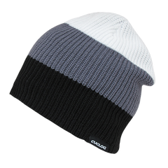DECKY Mauna Kea Slouch Beanie, 3-Tone Rib Knit, Black/Grey/White | K004