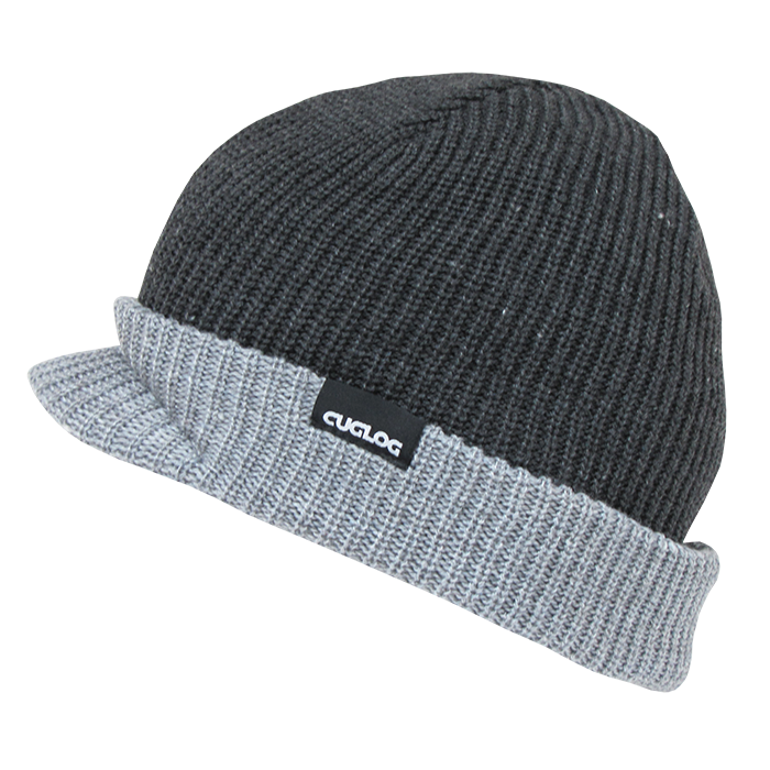 Decky Baekdu Two-Tone Rib Knit Visor Beanie, Heahter Grey/Heather Charcoal | K012