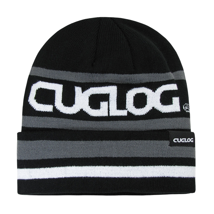 DECKY Kailash Cuffed Beanie, Striped Braided Design | K022-BLKGRY