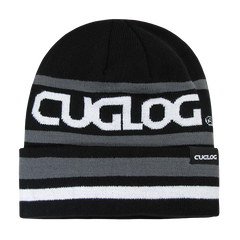 DECKY Kailash Cuffed Beanie, Striped Braided Design | K022-BLKGRY