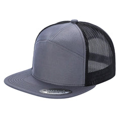 WAYCAP 7FTM 7 Panel Flat Bill Trucker Cap Mesh Back