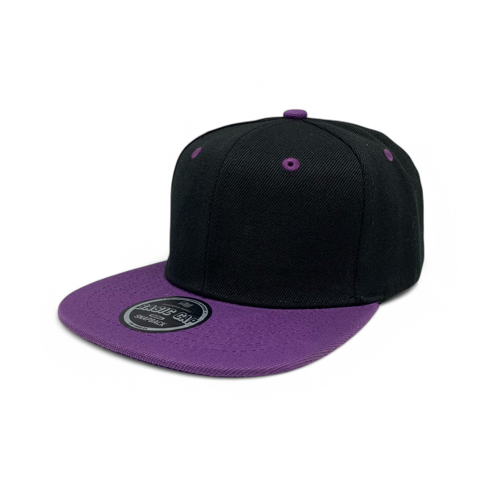 Basic Cap Plain Poly Snapback Hat 8002