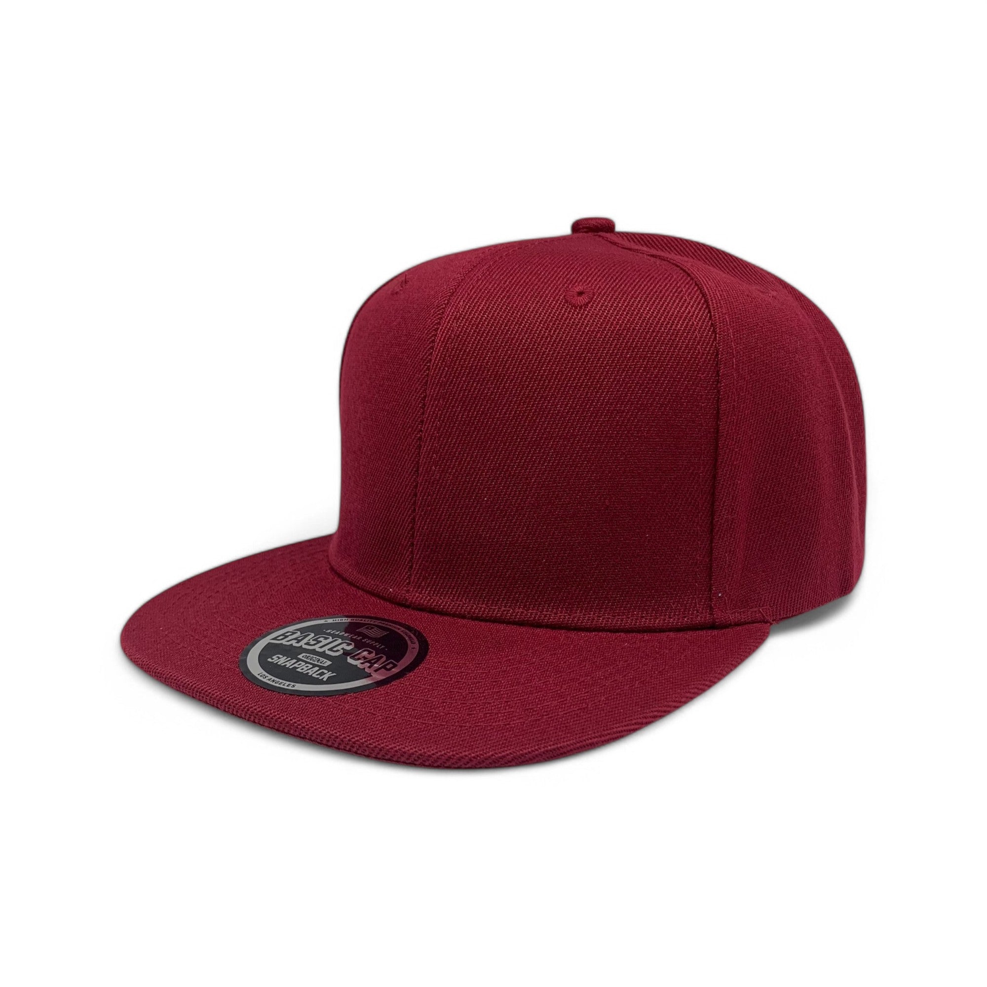 Basic Cap Plain Poly Snapback Hat 8002