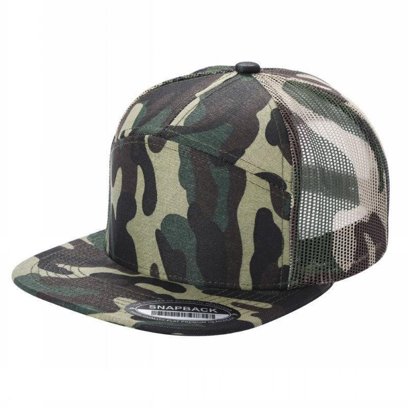 WAYCAP 7FTM 7 Panel Flat Bill Trucker Cap Mesh Back