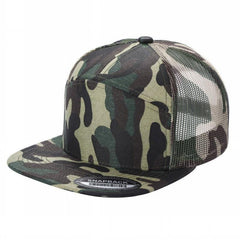 WAYCAP 7FTM 7 Panel Flat Bill Trucker Cap Mesh Back