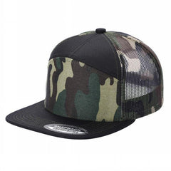 WAYCAP 7FTM 7 Panel Flat Bill Trucker Cap Mesh Back