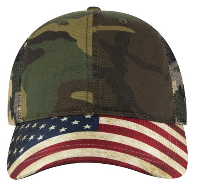Otto American Flag Visor Garment Washed Superior Soft Mesh Back