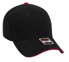 OTTO Cap 6 Panel Low Profile Baseball Cap Brushed Bull Denim Sandwich Visor