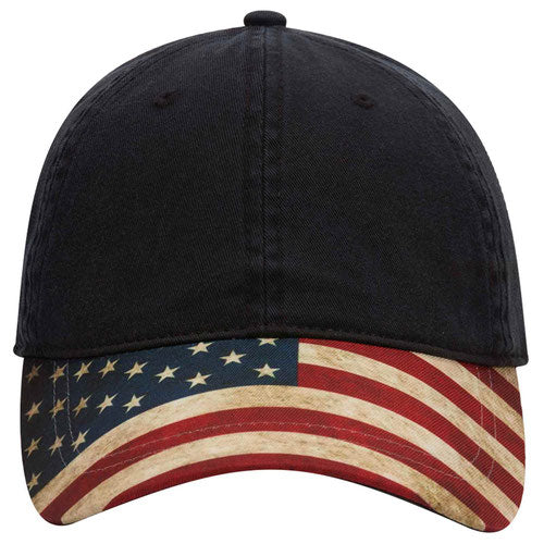 Otto Cap 6 Panel Low Profile Distressed Flag Bill