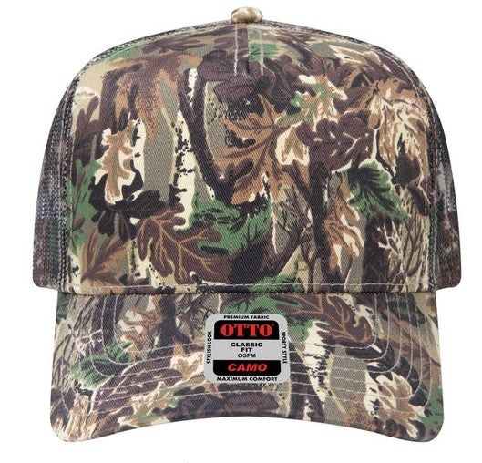 OTTO Cap Camouflage 5 Panel Mid Crown Mesh Back Trucker Hat