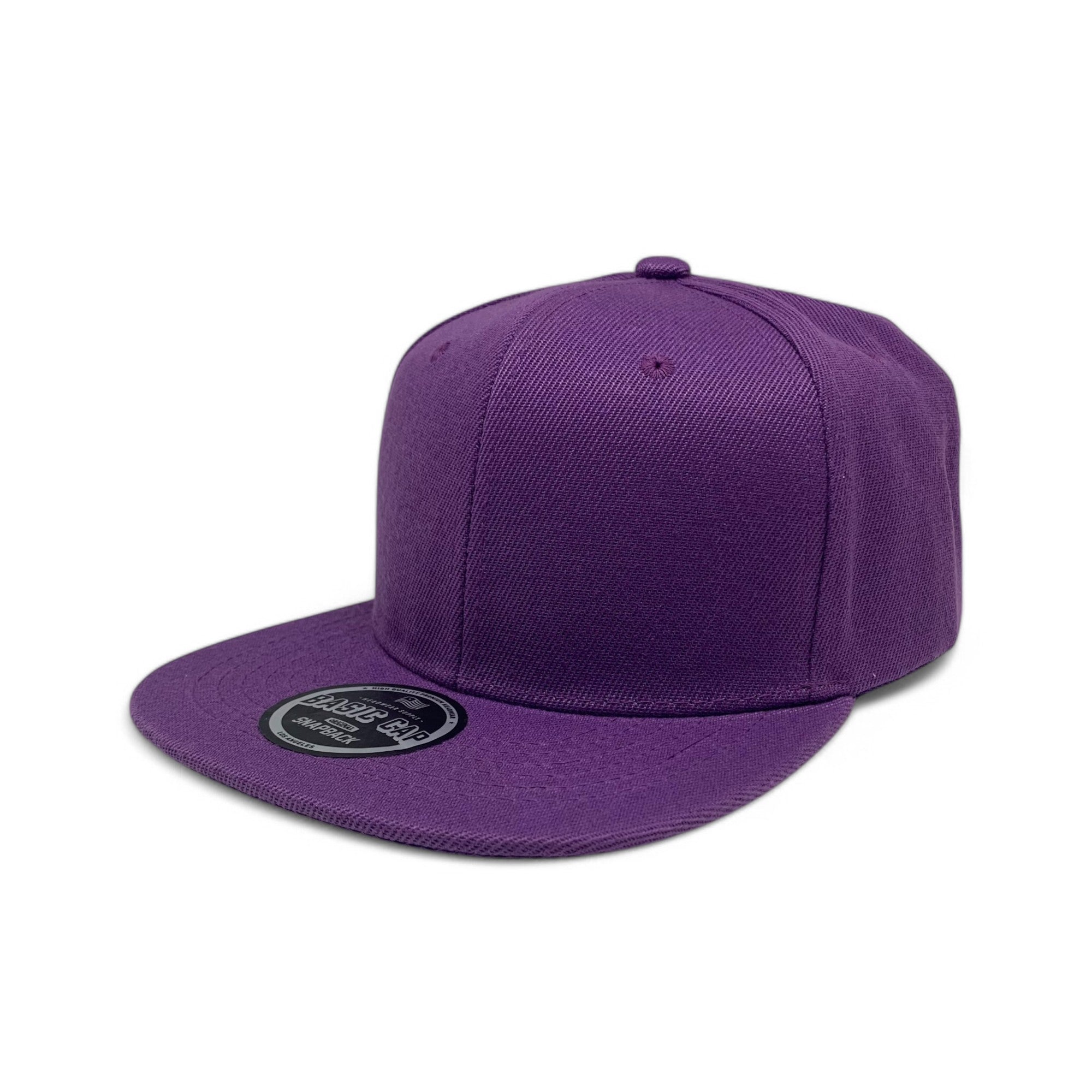 Basic Cap Plain Poly Snapback Hat 8002