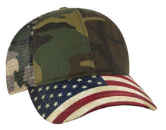 Otto American Flag Visor Garment Washed Superior Soft Mesh Back 121-1281