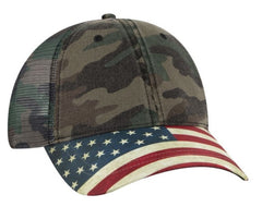 Otto American Flag Visor Garment Washed Superior Soft Mesh Back 121-1281