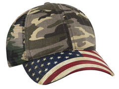 Otto American Flag Visor Garment Washed Superior Soft Mesh Back 121-1281