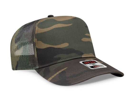 OTTO Cap Camouflage 5 Panel Mid Crown Mesh Back Trucker Hat