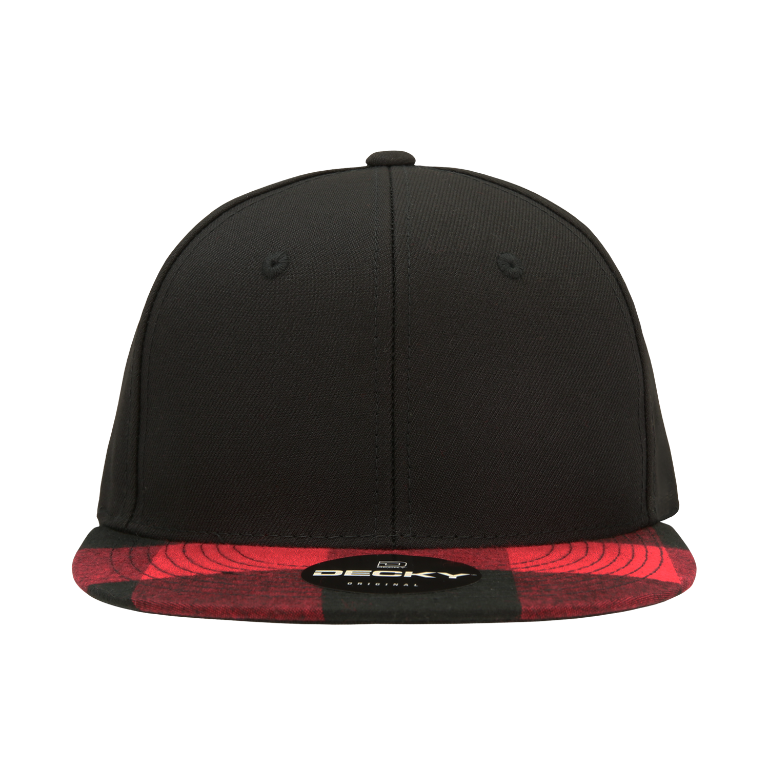 DECKY 1045 6-Panel High Profile Structured Plaid Bill Snapback Hat, Black/Red