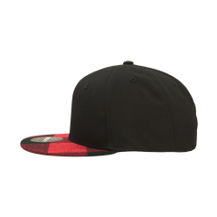 DECKY 1045 6-Panel High Profile Structured Plaid Bill Snapback Hat, Black/Red