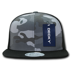 DECKY 1049 6-Panel High Profile Structured Camo Snapback Hat, Black/Urb/Black