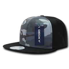 DECKY 1049 6-Panel High Profile Structured Camo Snapback Hat, Black/Urb/Black