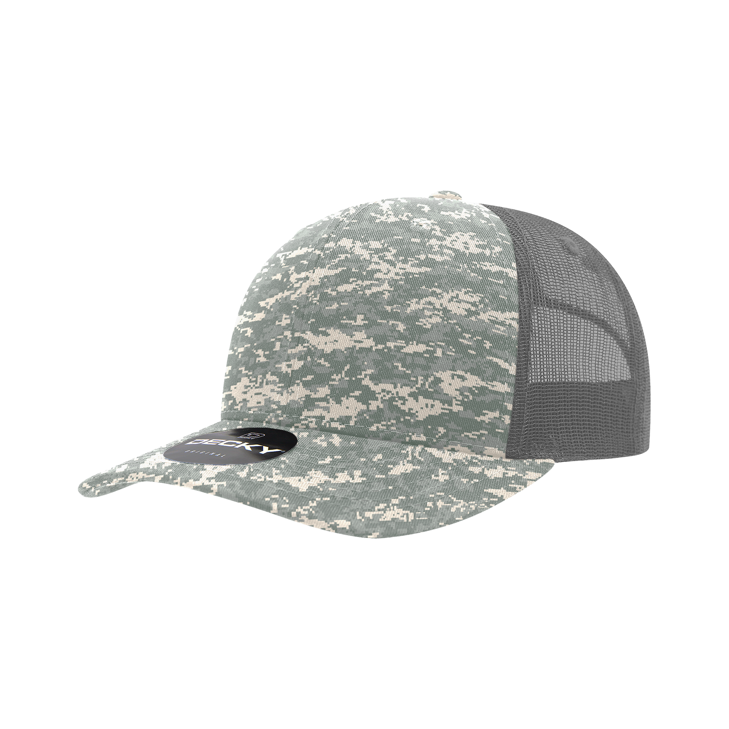 DECKY 1054 6-Panel Mid Profile Structured Camo Trucker Hat