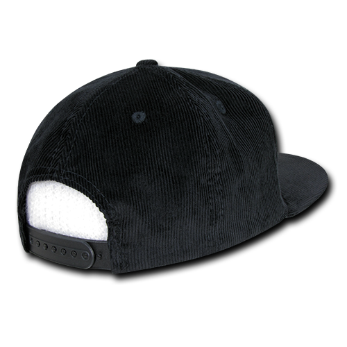 DECKY 1076 6-Panel High Profile Structured Corduroy Snapback Hat, Black | 1076-BLK