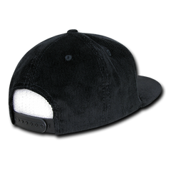DECKY 1076 6-Panel High Profile Structured Corduroy Snapback Hat, Black | 1076-BLK