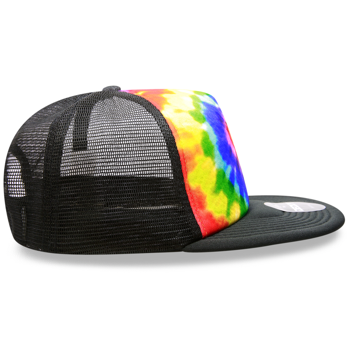 DECKY 1079 5-Panel High Profile Structured Tie Dye Trucker Hat, Rainbow